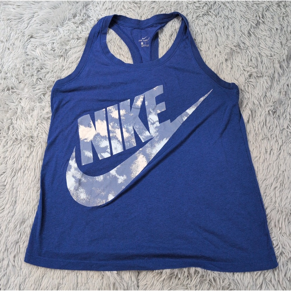 Nike Shirt Womens M Blue Tank Top Athletic Soft Stretch Swoosh Active